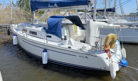 Heck Backbord Aussenaufnahme der Hanse 315 "Mizar" in Barth