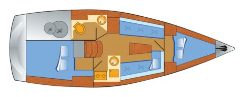 Schiffsriss der Bavaria cruiser 33 "Claysea" in Barth