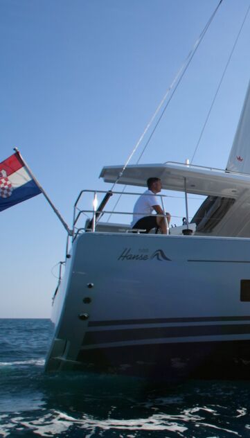 Ausblick vom Deck einer Hanse Yacht Ausblick vom Deck einer Hanse Yacht