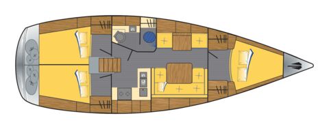Schiffsriss der Hanse 370 "Minie" in Heiligenhafen