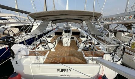 Heck Aussenaufnahme der Oceanis 51.1 "Flipper" in Can Pastilla auf Mallorca