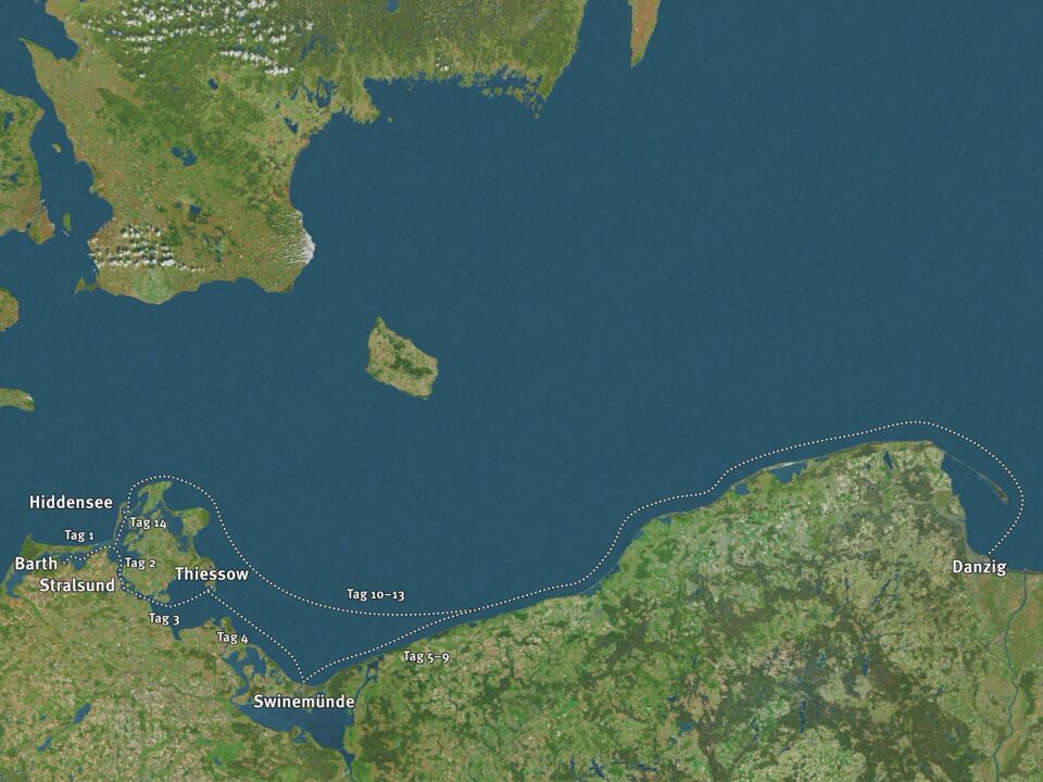 Karte für den Törnvorschlag 5 ab Barth – Polnische Ostseeküste