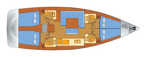 Schiffsriss der Sun Odyssey 479 Perla in Punat in Kroatien