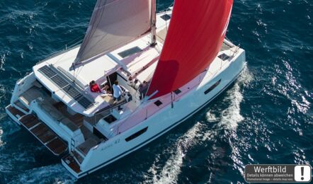 Deck Aussenaufnahme eines Katamarans Astrea 42 in Rogoznica in Kroatien