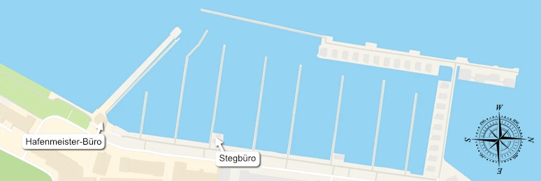 Weg vom Stegbüro zum Hafenmeister-Büro