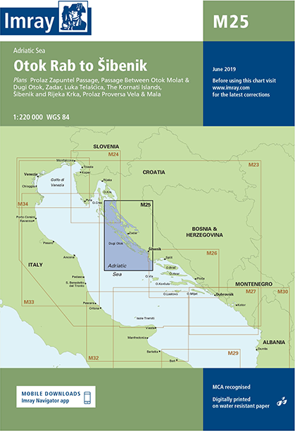 Seekarten Imray M25 für Yachtcharter Kroatien ist an Bord